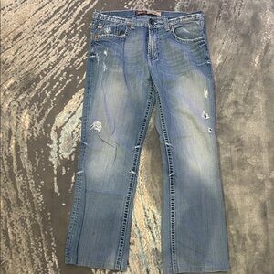 PIONEER Men's Faded Blue Straight Jeans